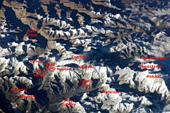 Nasa 1L ISS008-E-6149 Pumori, Nuptse, Everest, Lhotse, Makalu From South With Labels